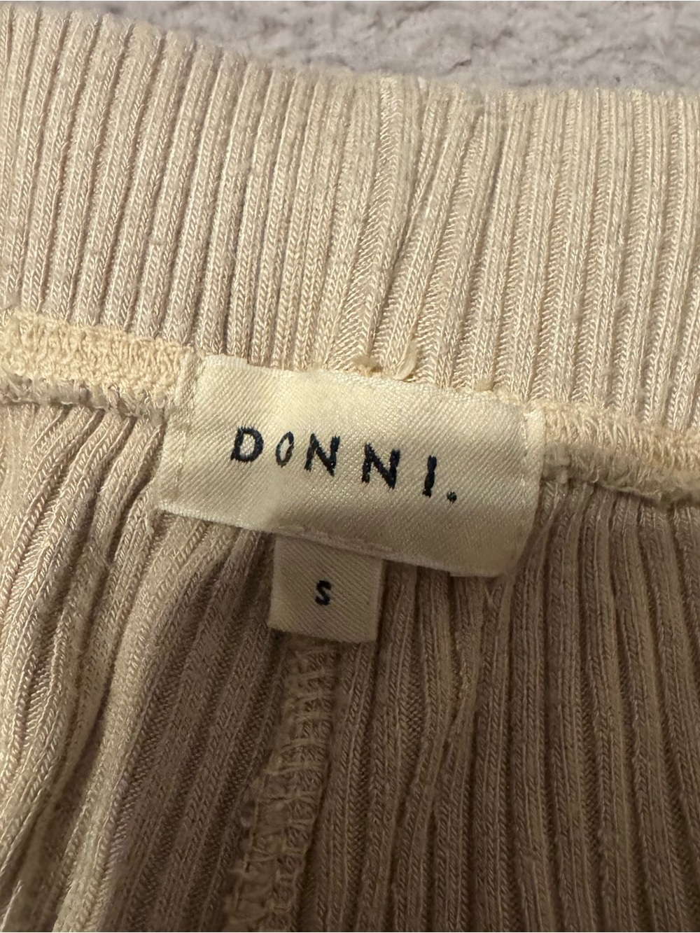 DONNI. Anthropologie Ribbed Knit Wide Leg Pant Oat Beige Tan Yellow Size Small - - Picture 4 of 7